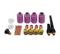 RIVERWELD TIG Gas Lens Collet Body 45V24 45V25 45V26 45V27 Boquilla de alúmina 54n14 54n15 54n16 54n17 Capas posteriores 57y02 57y03 57y04 Kit Fit Sr WP 17 18 26 Tig Torcha de soldadura 17 piezas