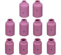 RIVERWELD TIG Kit de copa de cerámica con lente de gas 54N14 No.8(D12.5 x 42mm) 54N15 No.7(D11.0 x 42mm) 54N16 No.6(D9.5 x 42mm) 54N17 No.5(D8.0 x 42mm) para WP 17 18 26 Antorcha TIG 10pk