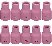 RIVERWELD TIG Lente de gas Boquilla de alúmina Copa de cerámica 53N61L No.7L D11 x 35 mm compatible con antorchas de soldadura TIG PTA DB SR WP 9 17 18 20 25 26, paquete de 10
