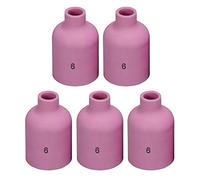 RIVERWELD TIG Lente de gas Boquilla de alúmina Copas de cerámica 57N75 No.6 D9.50 x 48mm Ajuste SR DB WP 17 18 26 Antorcha de soldadura TIG 5pk