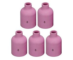 RIVERWELD TIG Lente de gas Boquilla de alúmina Copas de cerámica 57N75 No.6 D9.50 x 48mm Ajuste SR DB WP 17 18 26 Antorcha de soldadura TIG 5pk