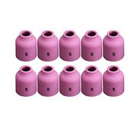 RIVERWELD TIG Lente de gas Boquilla de alúmina Taza de cerámica 53N59 (No.5 D8.0 x 25,5 mm) Compatible con PTA DB SR WP 9 17 18 20 25 26 Antorcha de soldadura TIG 10 unidades