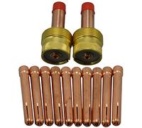 RIVERWELD TIG Lente de Gas Cuerpo De Mandril Jumbo 45V64 10N24 (2,4 mm) Kit de Tamaños Surtidos Compatible con SR WP 17 18 26 Antorcha de Soldadura TIG 12 Piezas