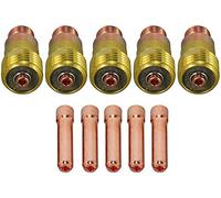 RIVERWELD TIG Lente de gas rechoncho 17GL18 Ø3,2 mm 10N25S Kit de pinza TIG compatible con DB SR WP 17 18 26 Antorcha de soldadura TIG 10 piezas