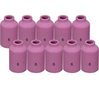 RIVERWELD TIG Lente de gas Taza de cerámica 54N16 (No. 6, D9,5 x 42 mm) para TIG Soplete de soldadura WP 17 18 26 Serie en Lincoln Miller Weldcraft CK Everlast paquete de 10