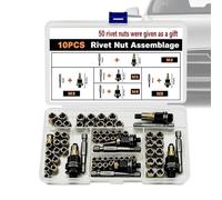 Rivet Nut Tool Kit 60 Piece Carbon Steel Threaded Insert Set M3 M4 M5 M6 M8