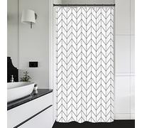 Riyidecor Cortina de Ducha pequeña de 36 Pulgadas de Ancho x 72 Pulgadas de Alto, Cortinas de baño Modernas con diseño de Espiga en Zigzag, Zigzag, chevrón, cámper, Tela Impermeable, 7 Ganchos