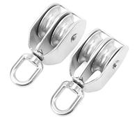 RIZGHWOY Bloque de Polea Doble de Acero Inoxidable M50 Resistente para Soportar 400 Kg con 2 Piezas Ideal para Uso Doméstico y Actividades Al Aire Libre