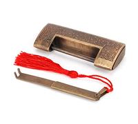 RIZGHWOY Candado de Cobre Antiguo Estilo Retro Chino, Candado Decorativo con Material de Cobre Fino para Joyero, Gabinete, Colección de Manualidades DIY (espaciado de 5 cm)