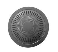 RIZGHWOY Sartén para Parrilla de Barbacoa Coreana, Sartén Redonda de Hierro con Bandeja de Aceite Estriada para Cocina en Interiores y Exteriores, Plato Grande de 30cm