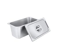 RjcdOPL - Bandeja para alimentos (4 unidades, acero inoxidable, 5 L, 32,5 × 17,5 × 15 cm, plato gourmet profundo con tapa, para aparador, restaurante, cantina (GN 1/3)