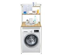 RjcdOPL Estantería de almacenamiento para lavadora de 3 niveles, mueble de almacenamiento por encima de la lavadora, ahorro de espacio, ideal para baños, lavanderías, balcones (blanco) y madera)