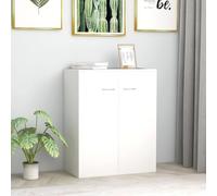 RJPLMFV Aparador blanco 60x30x75 cm Madera de ingeniería | 2 compartimentos, almacenamiento para libros, mesa baja o armario lateral, fácil limpieza