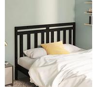 RJPLMFV Cabecero de Cama Negro 146x4x100 cm Madera maciza de pino | Diseño moderno para cama sin cabeza, aspecto elegante, dormitorio