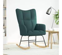 RJPLMFV Mecedora Verde Oscuro Tejido Poliéster Madera Metal | Asiento y respaldo acolchados, reposabrazos cómodos, movimiento suave, para salón comedor