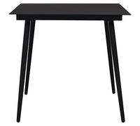 RJPLMFV Mesa de comedor Jardín Negro 80x80x74 cm Acero Vidrio | Estructura de acero en polvo, tapa de vidrio, resistente a la intemperie, estable durable, para