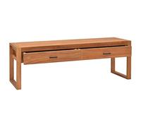 RJPLMFV - Mueble para TV (madera de teca, 140 x 40 x 45 cm, 2 cajones) | Rústico, secado al horno, lijado liso, tapa de madera dura, almacenamiento de objetos pequeños