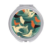 Rkklvbns Flock of Birds - Espejo de maquillaje portátil de doble cara con aumento de 1 x 2 aumentos para viajes, escritorio, hogar