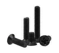 RKODRSMG 50 Uds M2 M2.5 M3 Longitud 3/4/5/6/8/10/12/14/16mm Negro Acero al Carbono Cruz Phillips Tornillo de Cabeza avellanada Plana(16mm,M2.5)