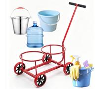 RKXKJ Carro De Doble Cubo, Carro De Acero Resistente para Transportar Cubos, con 4 Ruedas, Cubo De Agua/Basura Portátil, Capacidad De Carga De 100 Kg, para Granja, Jardín Y Hogar.
