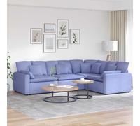 RMIHSJG Sofá modular con cojín de tela azul vaquero de 4 piezas - Acolchado suave y marco de metal resistente para una comodidad duradera, diseño flexible y generoso
