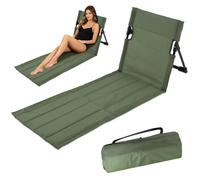 RNPKZ Colchoneta de playa con respaldo, silla de playa extralarga con respaldo, cojín plegable para silla de playa, portátil, silla de suelo plegable, cojín tribunal para playa, pesca (verde)