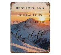 RNUMLIGH Be Strong and Courageous Metal Sign Joshua 1:9 Vintage Landscape Wall-Art for Faith Based Home Office Gift (8 X 12 in)