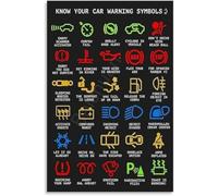RNUMLIGH Car Warning Light Dashboard Guide Icon Metal Tin Sign Wall-Art for Room Aesthetic Decor Bedroom Living Bathroom Kitchen Office 8 X 12 in