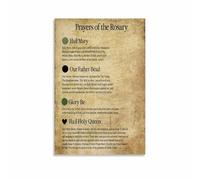 RNUMLIGH Catholic Rosary Prayer Guide Canvas Wall-Art How To Pray The Poster for Home Space or Classroom(Framed,08x12inch(20x30cm))