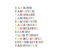 RNUMLIGH Childrens Room Decor Affirmations Wall-Art Canvas Print Motivational I Am Kind Enough Inspirational Gift(Unframed,12x18inch(30x45cm))