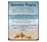 RNUMLIGH Coastal Decor Serenity Scripture Sign on Vintage Tin Beach Theme Wall-Art with Starfish for Bedroom Living Room House Gift 8 X 12 in