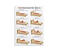 RNUMLIGH Gentle Bed Exercises for Seniors Poster Daily Routine Chart Canvas Wall-Art for Bedroom Recovery Room(Framed,12x18inch(30x45cm))
