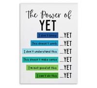 RNUMLIGH Growth Mindset Poster The Power of Yet Sign Classroom Decor Inspirational Wall-Art Canvas Print for Students School Home Office(Framed,08x12inch(20x30cm))