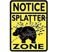 RNUMLIGH Hippo Splatter Zone Notice Metal Sign Vintage Humor Decor For Home Garden Patio 8 X 12 in