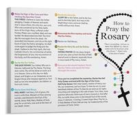 RNUMLIGH How to Pray the Rosary Poster Framed Canvas Art Catholic Prayer Step by Guide for Home Altar Decor(Unframed,16x24inch(40x60cm))