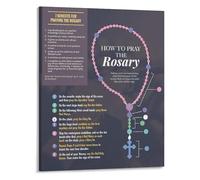 RNUMLIGH How to Pray the Rosary Poster Framed Canvas Art Catholic Prayer Step by Guide for Home Altar Decor(Unframed,08x12inch(20x30cm))
