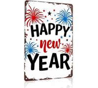 RNUMLIGH Humorous Happy Year Sign Vintage Tin with for Party Wall 8 X 12 in