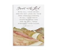 RNUMLIGH Inspirational Bible Verse Poster Proverbs 3 5 6 Trust In The Lord Vintage Print For Home Office And Church Decor(Framed,16x24inch(40x60cm))