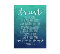 RNUMLIGH Inspirational Bible Verse Poster Proverbs 3 5 6 Trust In The Lord Vintage Print For Home Office And Church Decor(Unframed,12x18inch(30x45cm))