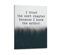RNUMLIGH Inspirational Quote Canvas Print I Trust The Next Chapter Because Know The Author Minimalist Wall-Art Gift(Framed,16x24inch(40x60cm))