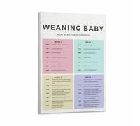 RNUMLIGH Introducing Solids Poster Weaning Chart First Foods Guide Educational Parenting Reference Canvas Wall-Art Decor(Framed,08x12inch(20x30cm))