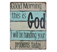 RNUMLIGH Leave Your Problems with God This Morning Metal Tin Sign 8 X 12 in Vintage Faith Wall-Art for Home Bar Nursery