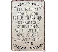 RNUMLIGH Retro Humorous Metal Tin Sign Bless This Food Wall Decor for Home Kitchen Coffee Shop Bar Indoor Outdoor Display 8 X 12 in