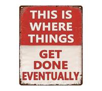 RNUMLIGH Retro Metal Sign This Is Where The Magic Happens Eventually Man Cave Humor Tin Plaque For Garage Bar Wall 8 X 12 inch