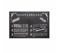 RNUMLIGH Shuffleboard Rules Chart Poster for Game Room and Bar Vintage Style Wall-Art Entertainment Space Decor(Framed,16x24inch(40x60cm))