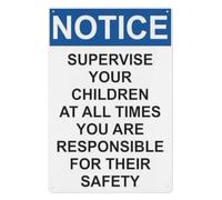 RNUMLIGH Supervision Required Metal Sign Always Watch Tin Plaque Caution Notice Wall-Art for Daycare Center Classroom Park Entrance 8 X 12 inch