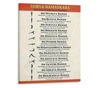 RNUMLIGH Surya Namaskar Sun Salutation Yoga Poster with Mantras Sequence Chart for Daily Practice Home Studio Decor(Unframed,08x12inch(20x30cm))