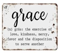 RNUMLIGH The Meaning Of Grace Metal Tin Sign Inspirational Wall Decor For Home Living Room Bedroom Office Indoor Outdoor Art 8 X 12 in