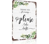 RNUMLIGH Vintage Metal Tin Sign for Coming Take One Funny Floral Retro for Wedding Party Event 8 X 12 in