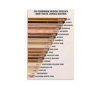 RNUMLIGH Woodshop Reference Poster The Janka Hardness Scale for Wood Canvas Wall-Art Informative Guide for Carpenters and Builders(Framed,12x18inch(30x45cm))